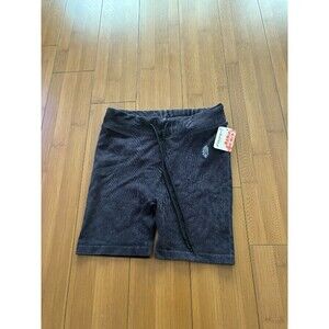 Free People Ribbed Biker Shorts String Washed Black NWT XS/S